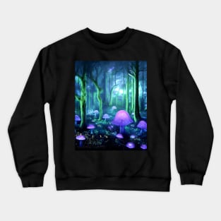 Psychedelic Magic Mushroom Forest Trippy Art Crewneck Sweatshirt